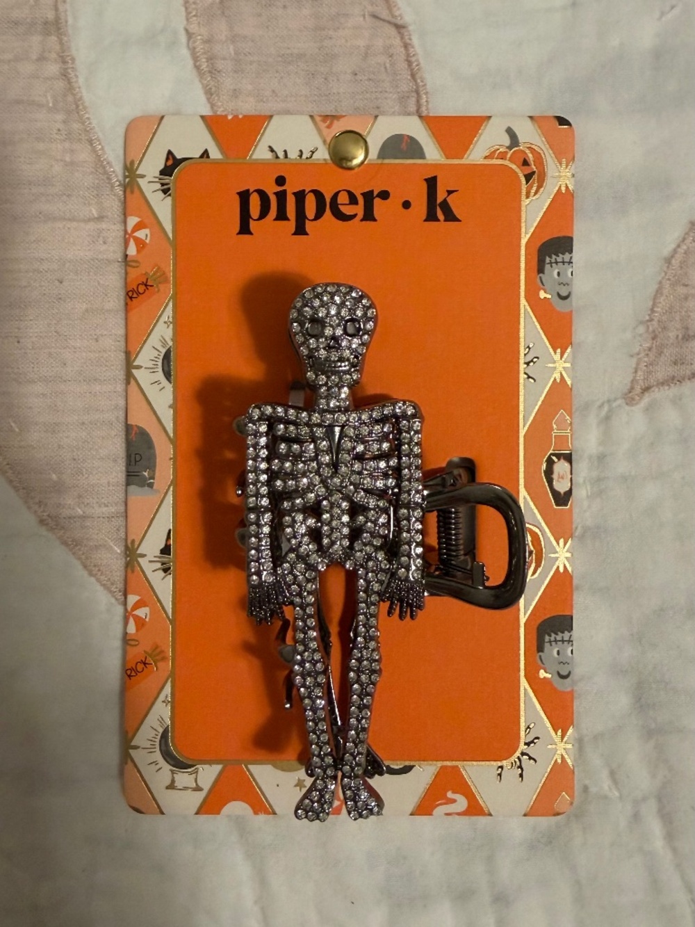 NWT - Piper K Rhinestone Skeleton Halloween Hair Claw Clip